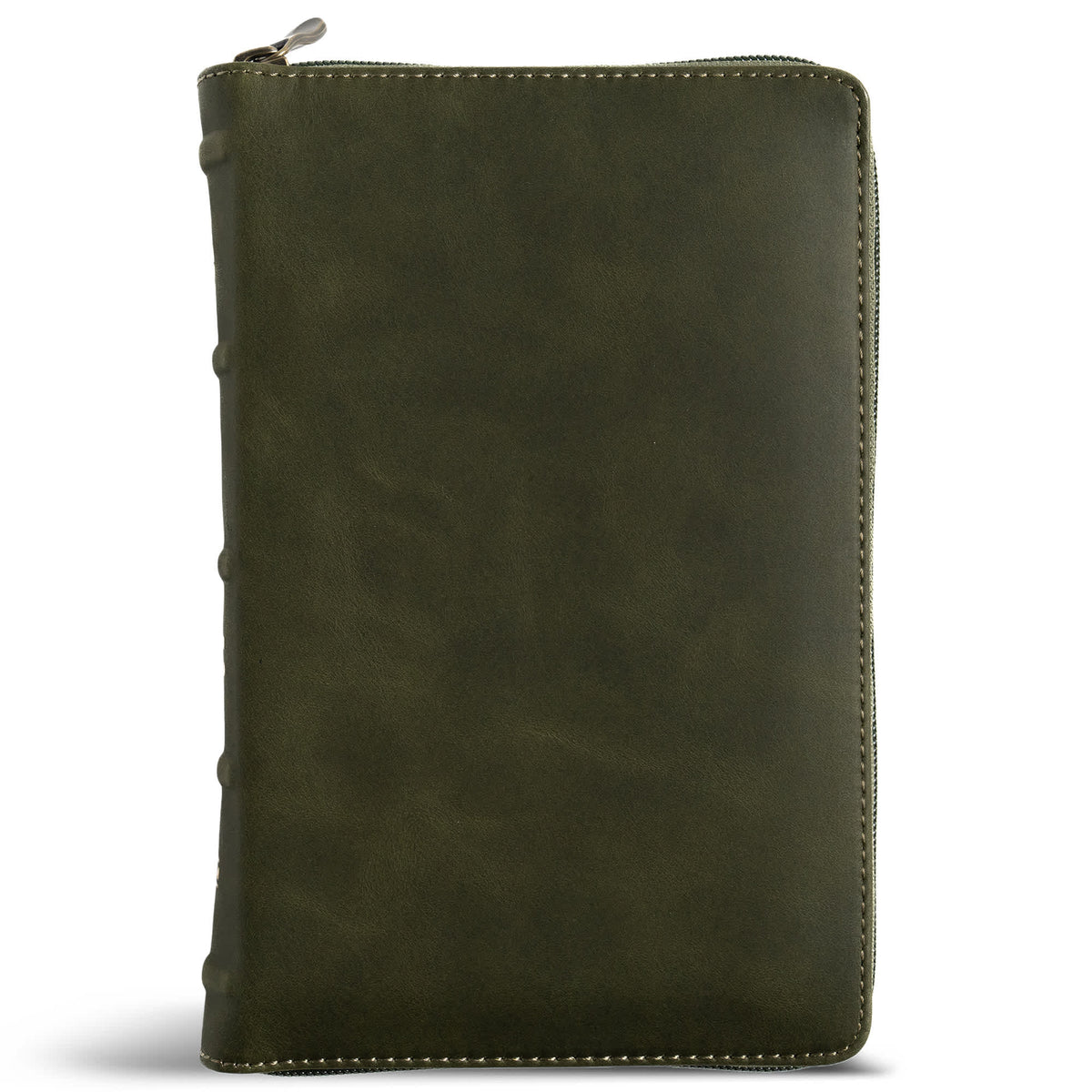 CSB Single-Column Compact  Bible, Holman Handcrafted  Collection, Zipper Olive (Black Letter Edition)