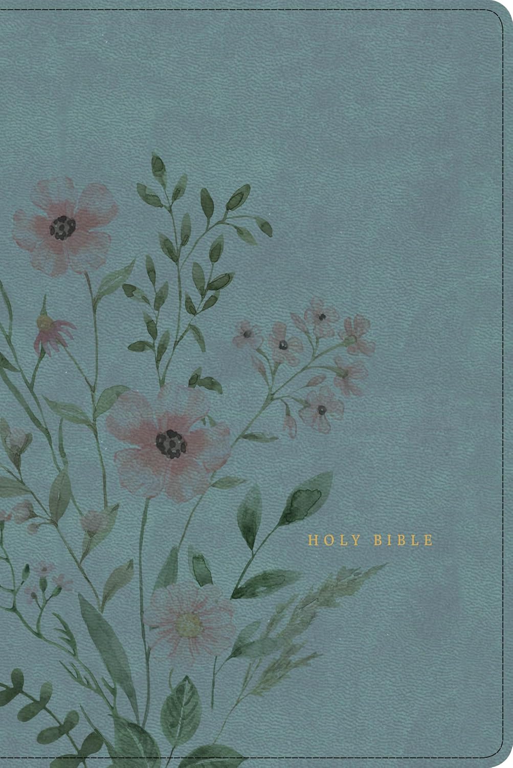 KJV Large Print Thinline Bible Teal/Floral (Red Letter Edition)