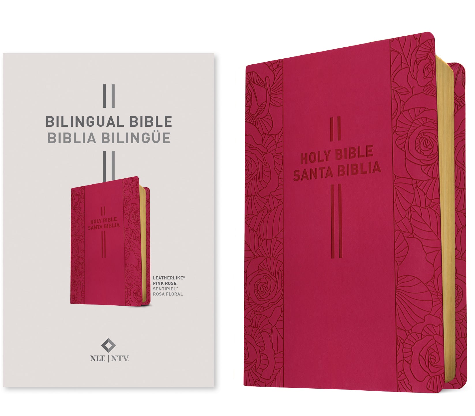 NLT/NTV Bilingual Bible, Pink Rose (Spanish/English Edition)