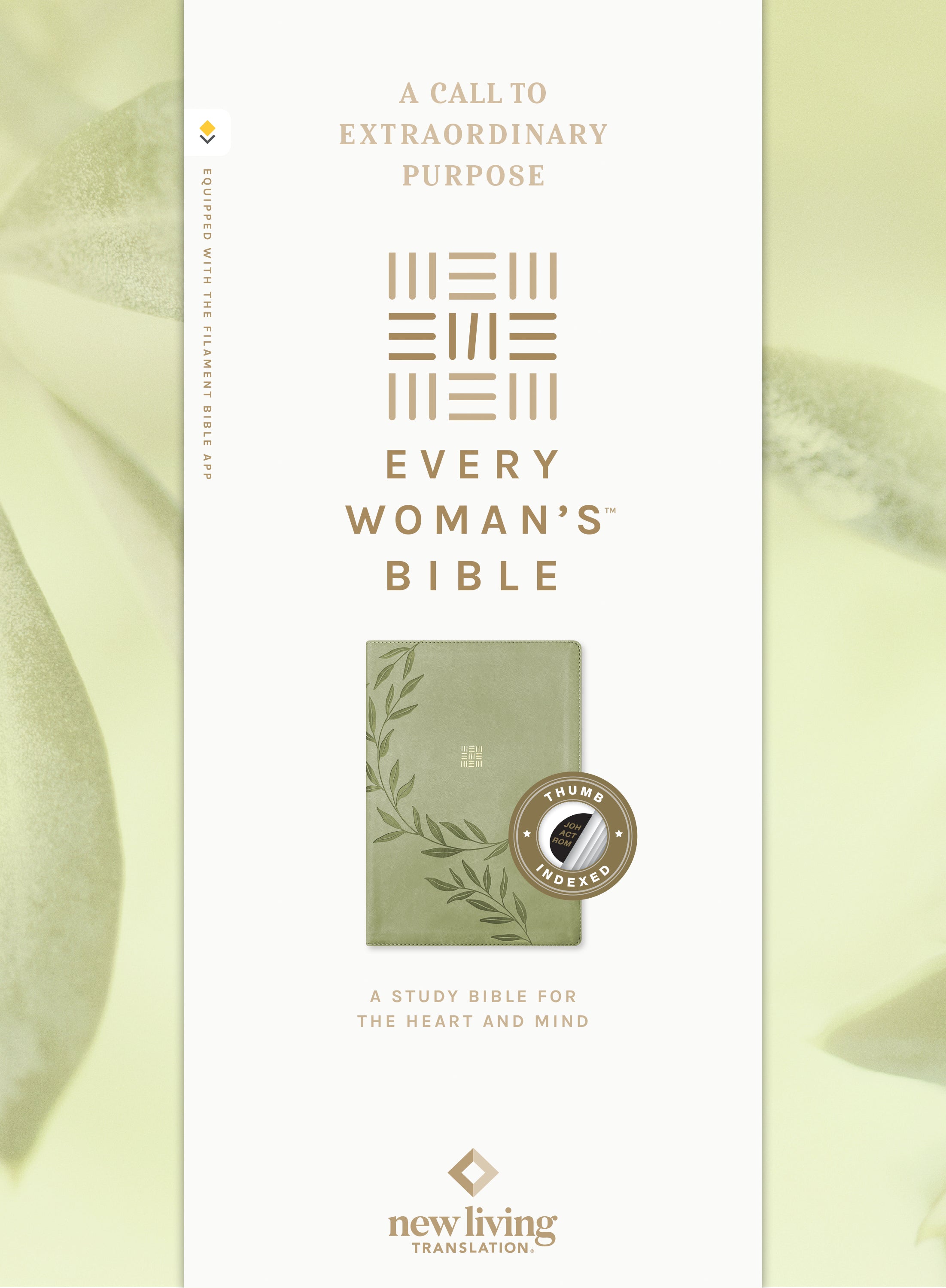 NLT Every Woman’s Bible Filament Enabled Olive Branch Green Indexed (Red Letter Edition)