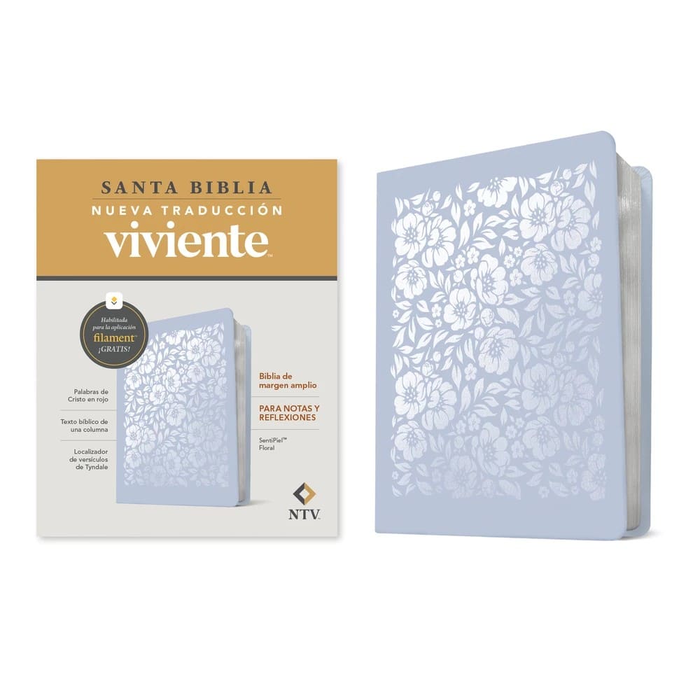NTV Biblia de Margen Amplio con Filament, Azul Floral (Spanish Red Letter Edition)