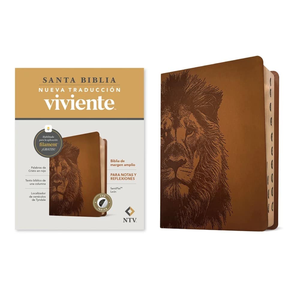 NTV Biblia de Margen Amplio con Filament, Marrón León Índice (Spanish Red Letter Edition)