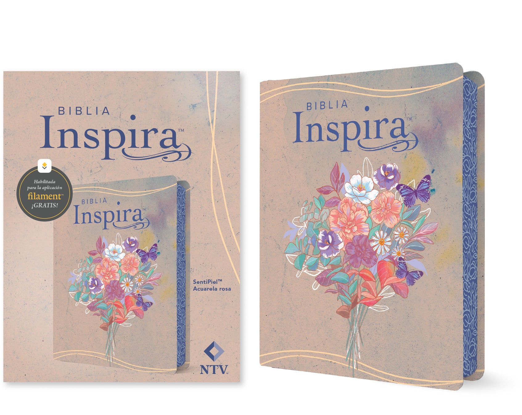 NTV Biblia Inspira con Filament Acuarela Rosa (NTV Bible Inspire with Filament Pink Watercolor, Spanish Edition)
