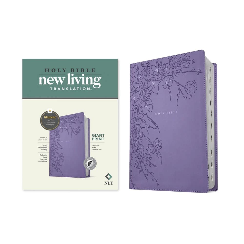 NLT Giant Print Bible Filament-Enabled Lavender Floral Indexed (Red Letter Edition)
