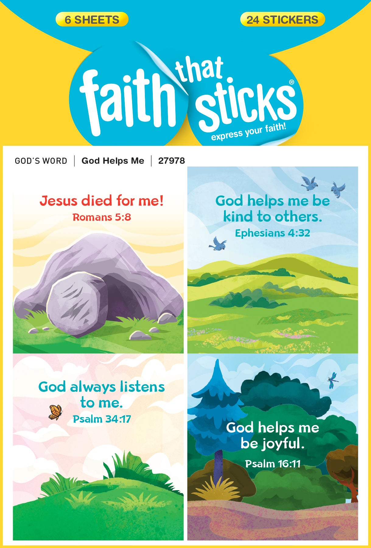 God Helps Me (6 Sheets, 24 Stickers) (Stickers Faith That Sticks Series)
