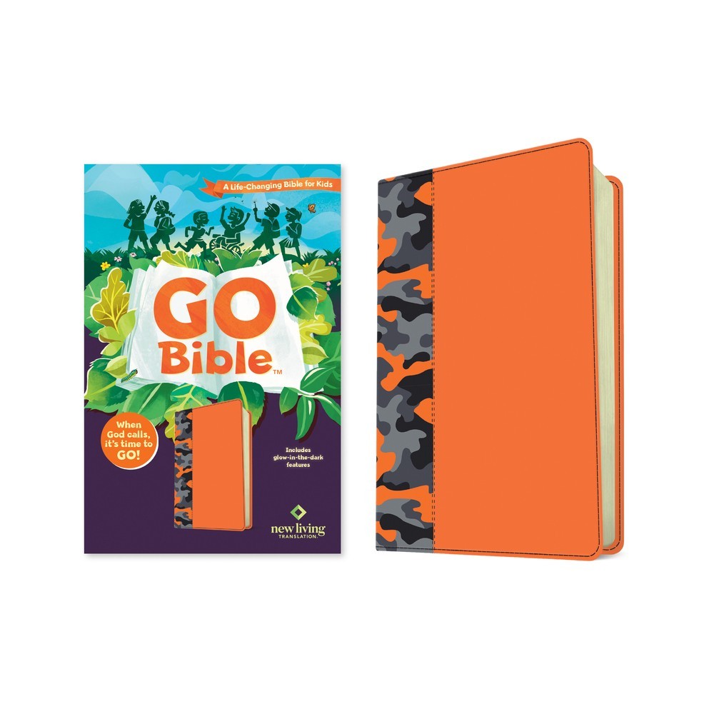 NLT Go Bible for Kids, Orange Camo with Glow in the Dark Features