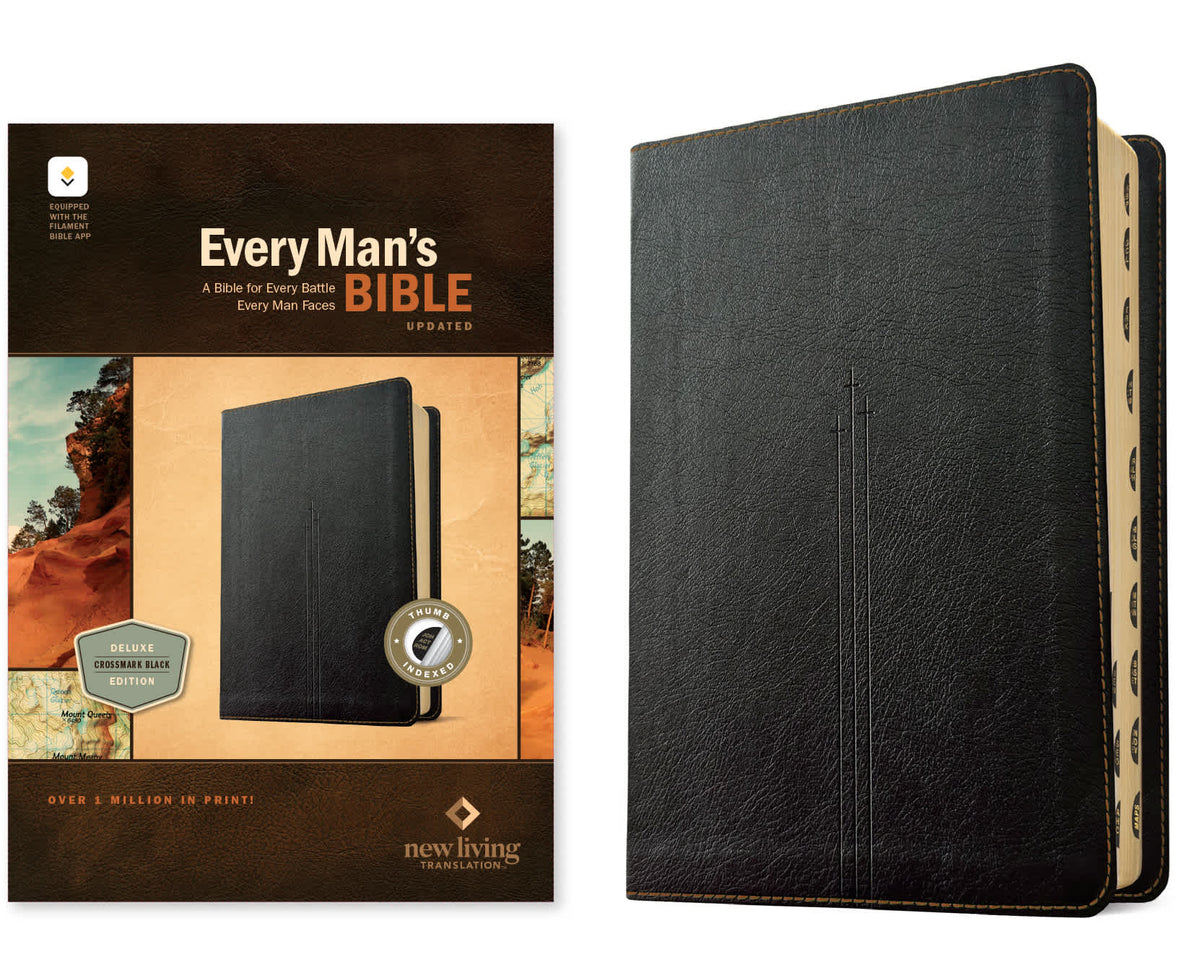 NLT Every Man’s Bible Filament Enabled Indexed Crossmark Black (2nd Edition, Red Letter Edition)