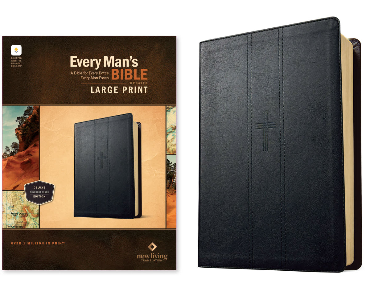 NLT Every Man's Bible Large Print Filament Enabled Covenant Black (2nd Edition, Red Letter Edition)