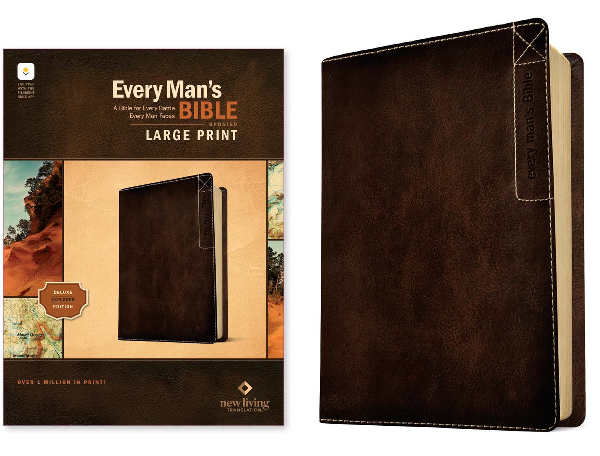 NLT Every Man’s Bible Deluxe Explorer Edition Large Print Filament Enabled Rustic Brown (2nd Edition, Red Letter Edition)