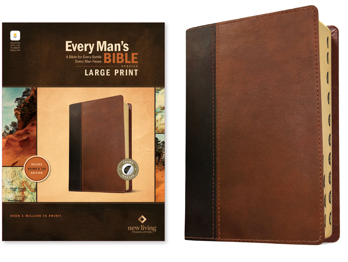 NLT Every Man's Bible Large Print Filament Enabled Indexed TuTone Brown/Tan (2nd Edition, Red Letter Edition)