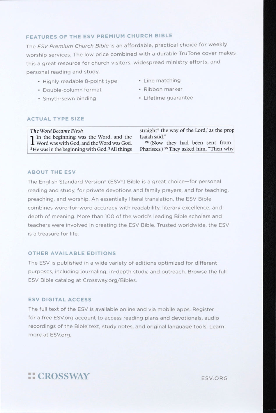 ESV Premium Church Bible, Black
