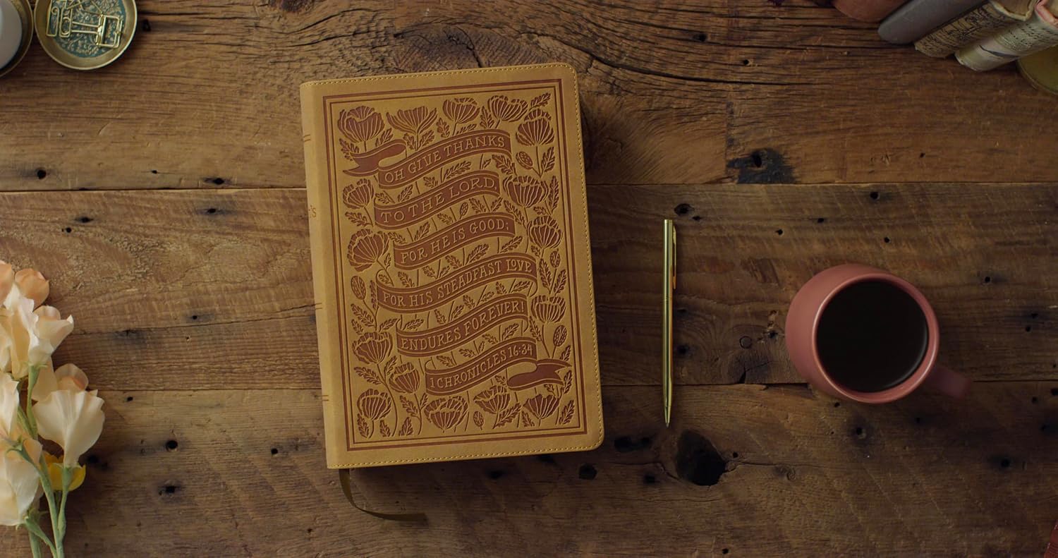 ESV Women's Study Bible Nubuck Caramel (1 Chronicles 16:34 Design)