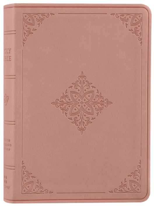 ESV Value Large Print Compact Bible (Blush Rose, Fleur-de-lis Design)