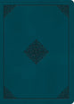 ESV Large Print Personal Size Bible Deep Teal Ornament Design (Red Letter Edition)