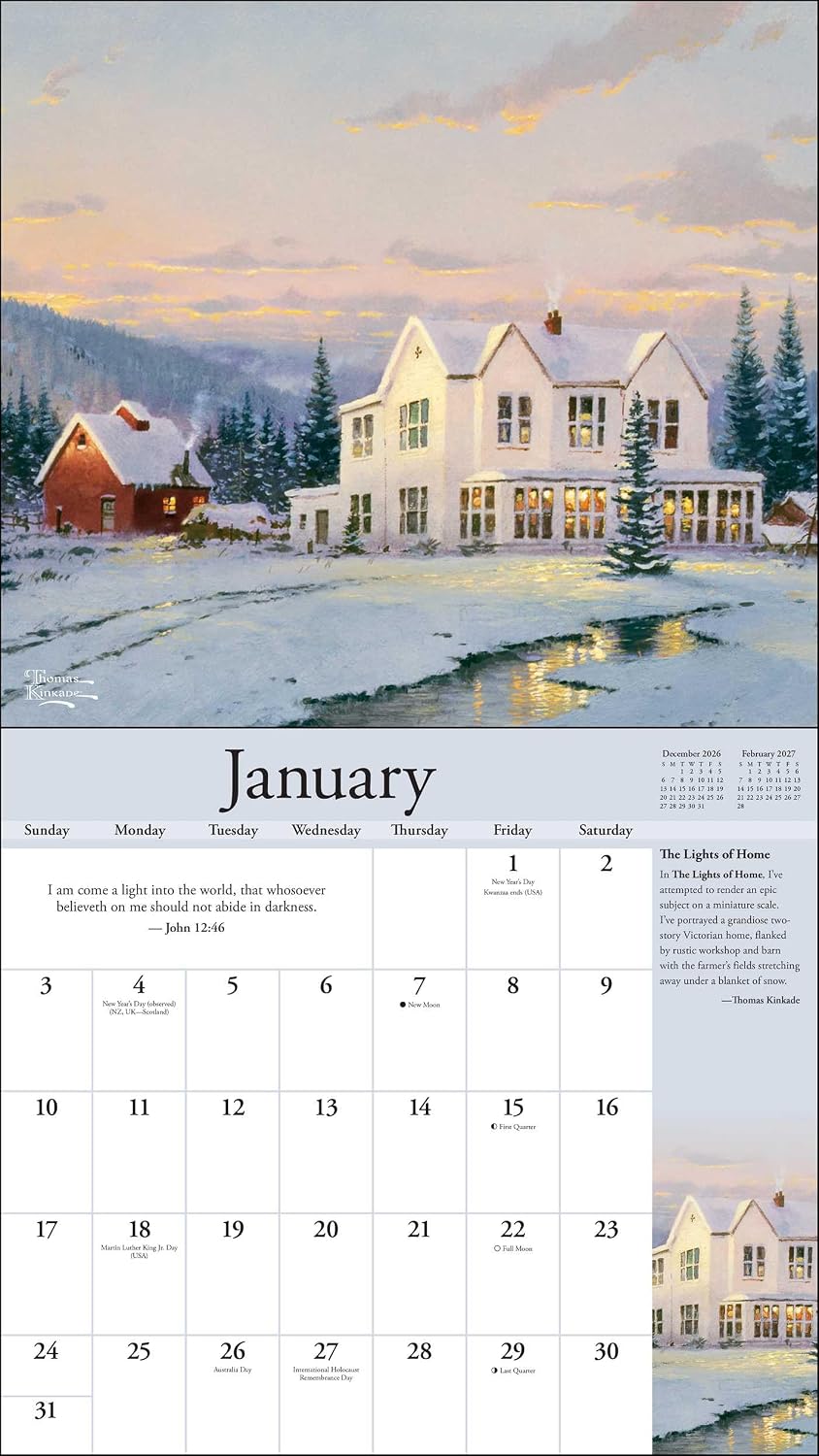 2027 Thomas Kinkade Deluxe Wall Calendar with Print (Collector's Scripture Edition)