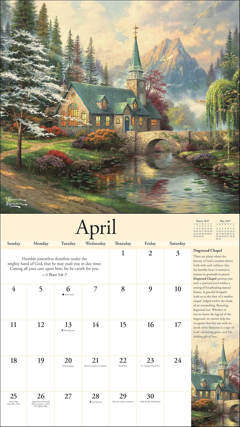 2027 Thomas Kinkade Deluxe Wall Calendar with Print (Collector's Scripture Edition)