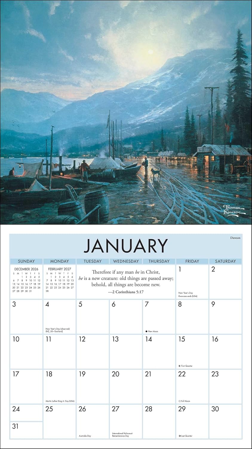 2027 Thomas Kinkade Studios Wall Calendar  (Deluxe with Scripture)