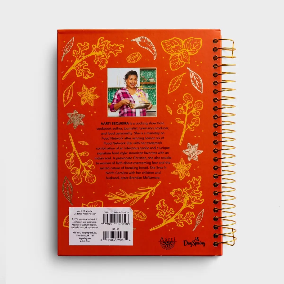 Undated 12-Month Meal Diary/Planner: Every Bite a Blessing, Orange/Gold Foil Leaves (Aarti)