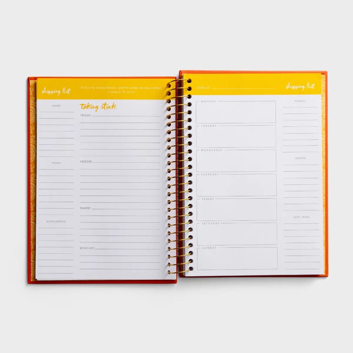 Undated 12-Month Meal Diary/Planner: Every Bite a Blessing, Orange/Gold Foil Leaves (Aarti)