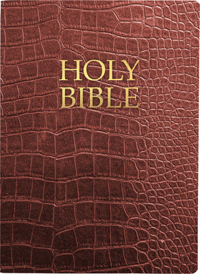 KJVER Holy Bible Large Print Walnut Alligator Burgundy Thumb Index (Red Letter Edition)