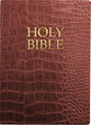 KJVER Holy Bible Large Print Walnut Alligator Burgundy Thumb Index (Red Letter Edition)