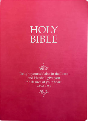 KJVER Holy Bible Delight Yourself in the Lord Life Verse Edition Large Print Berry Pink (Red Letter Edition)