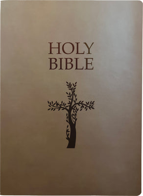 KJV Holy Bible, Cross Design, Large Print, Coffee Brown, 1611 Version (Red Letter Edition)