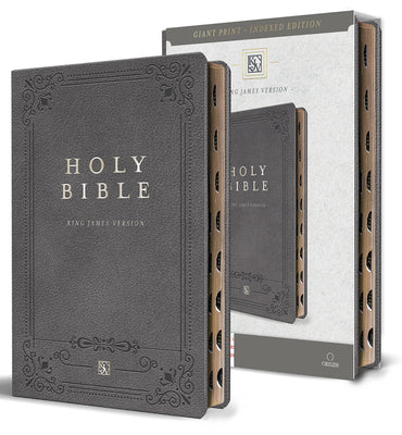 KJV Holy Bible, Giant Print, Gray, Thumb Index (Red Letter Edition)