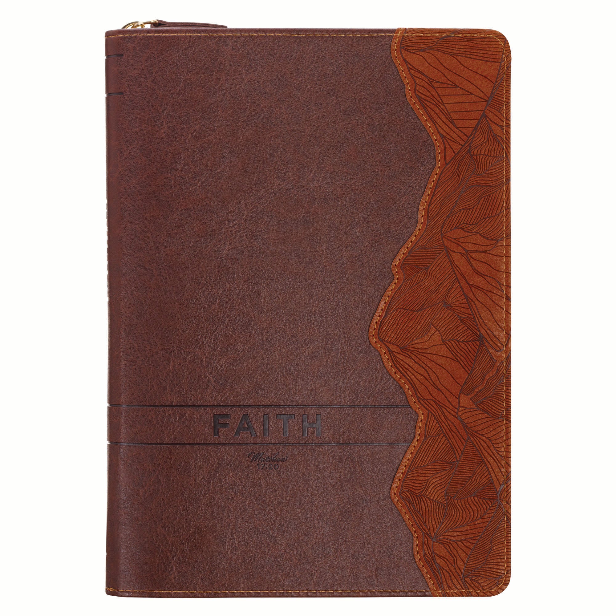 Classic Journal with Zipper: Brown Faith Mountains Matt. 17:20