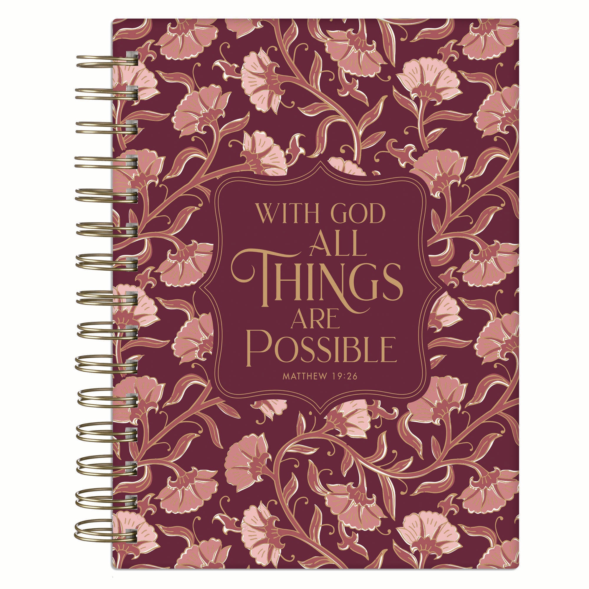 Journal: Pink Floral With God Matt. 19:26