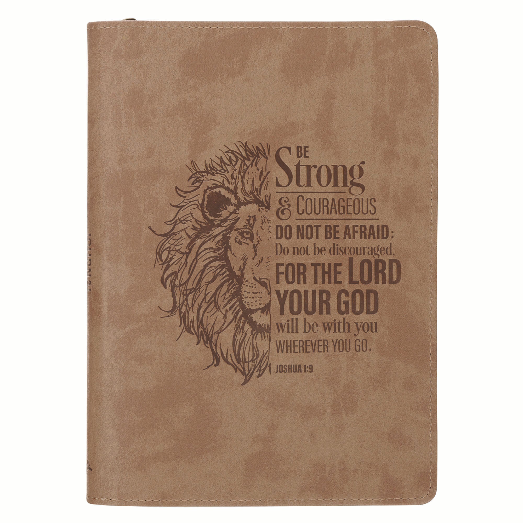 Classic Journal with Zipper: Brown Strong and Courageous Josh. 1:9