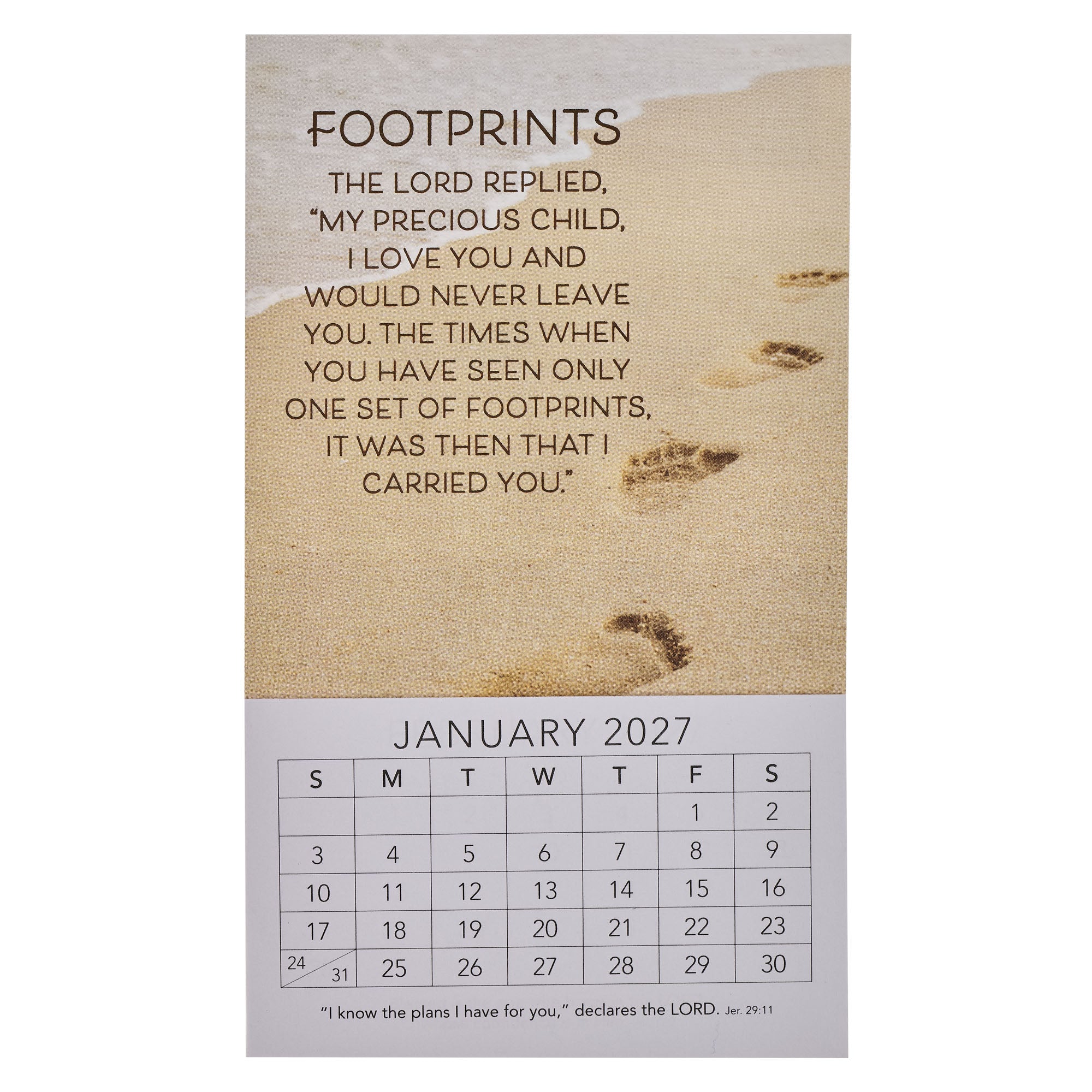 2027 Mini Magnetic Calendar: Footprints