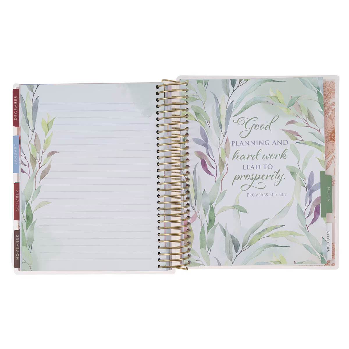 2027 18-Month Diary/Planner with Elastic Closure: Strength & Dignity, Floral (Includes Stickers)