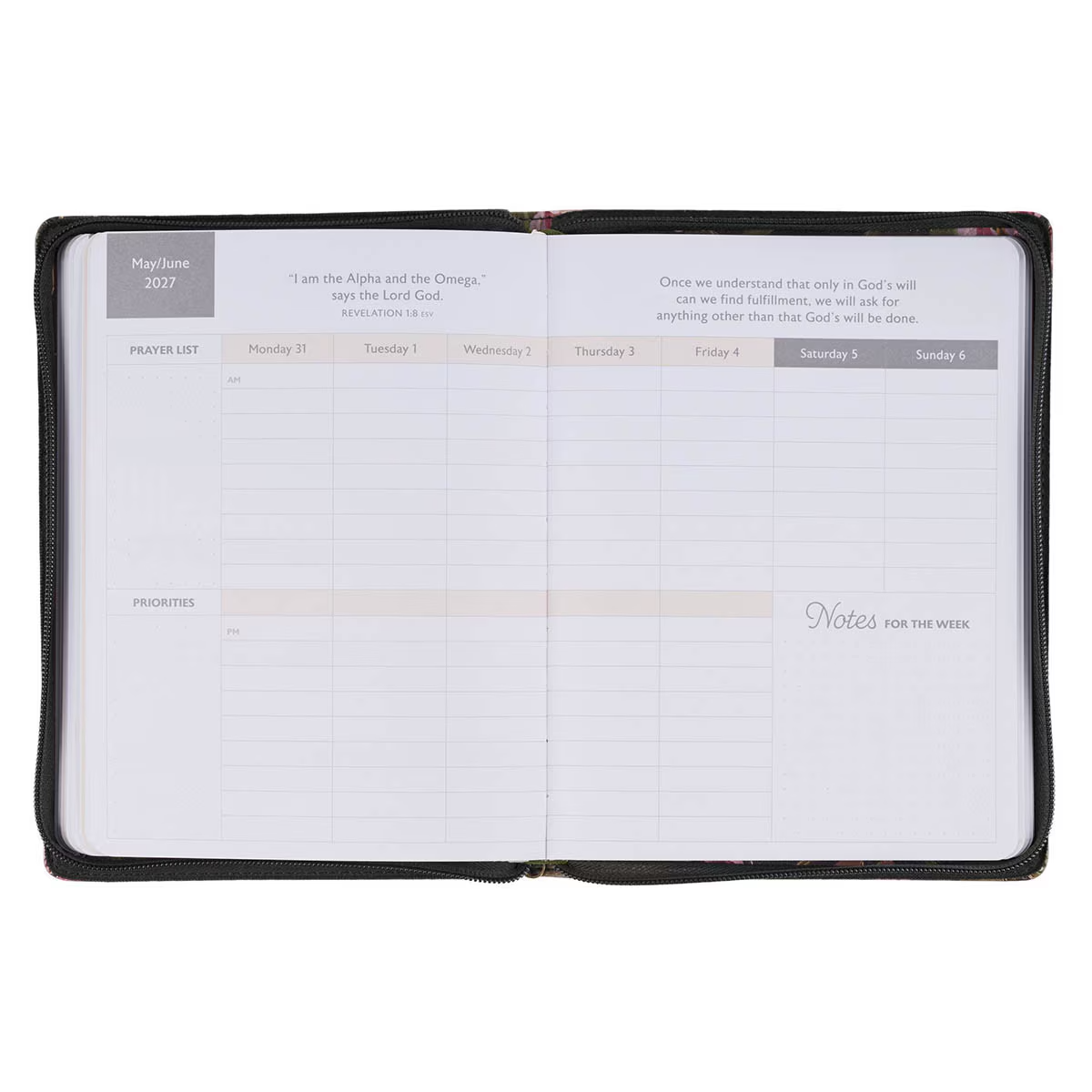 2027 18-Month Large Diary/Planner, Zippered: Pray Without Ceasing