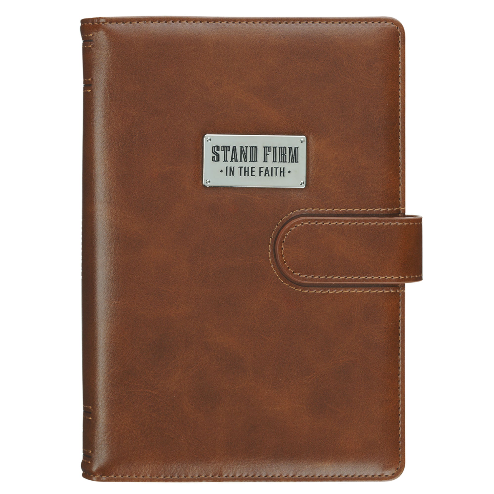 Journal Cover with Lined Insert and Magnetic Closure, Brown (Stand Firm Righteous Man Collection)