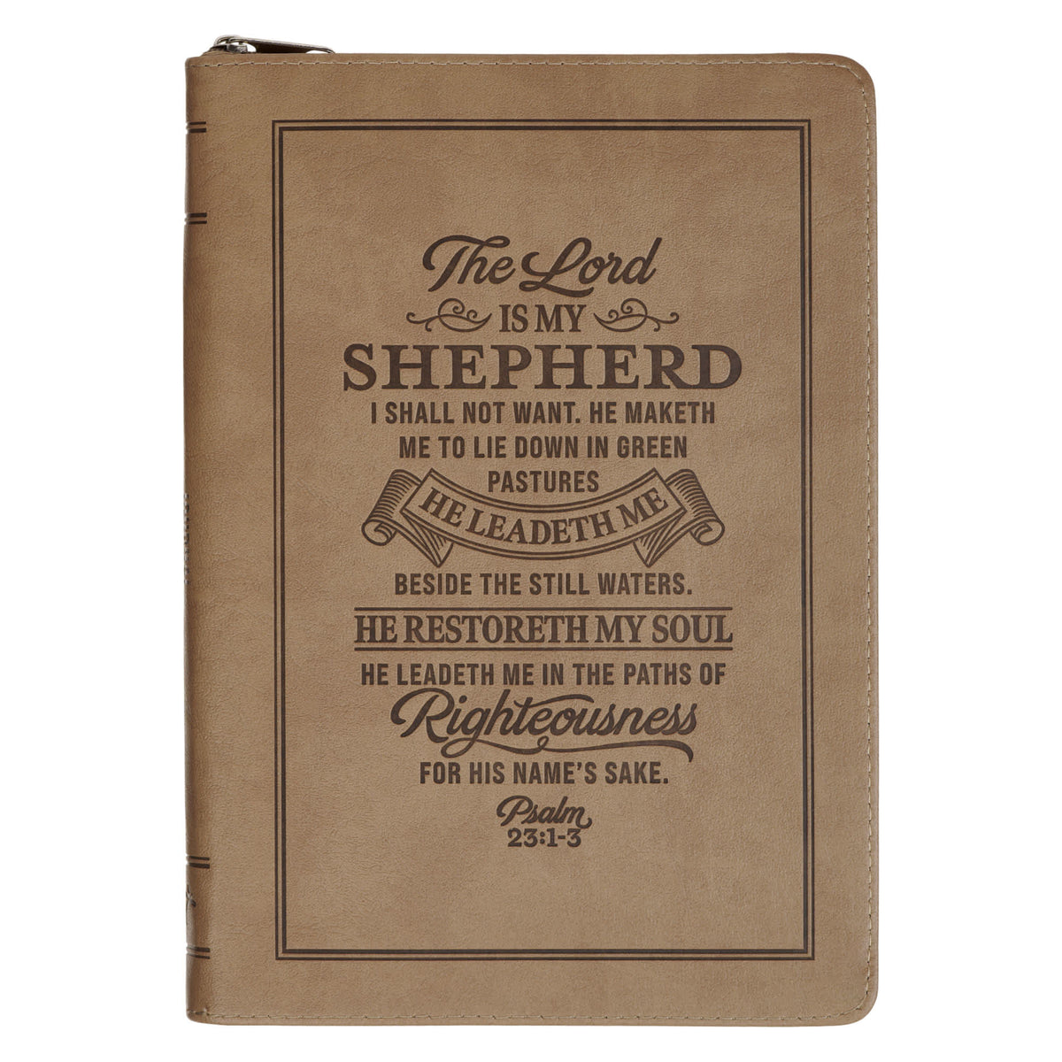 Journal: Slimline Zip Tan The Lord Is My Shepherd Ps. 23:1-3