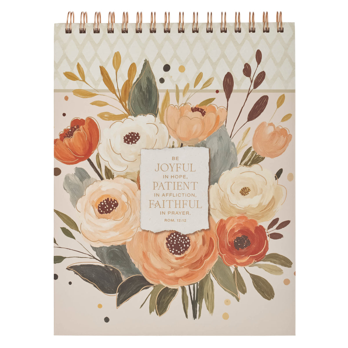 Notepad: Floral Joyful, Patient, Faithful Rom 12:12