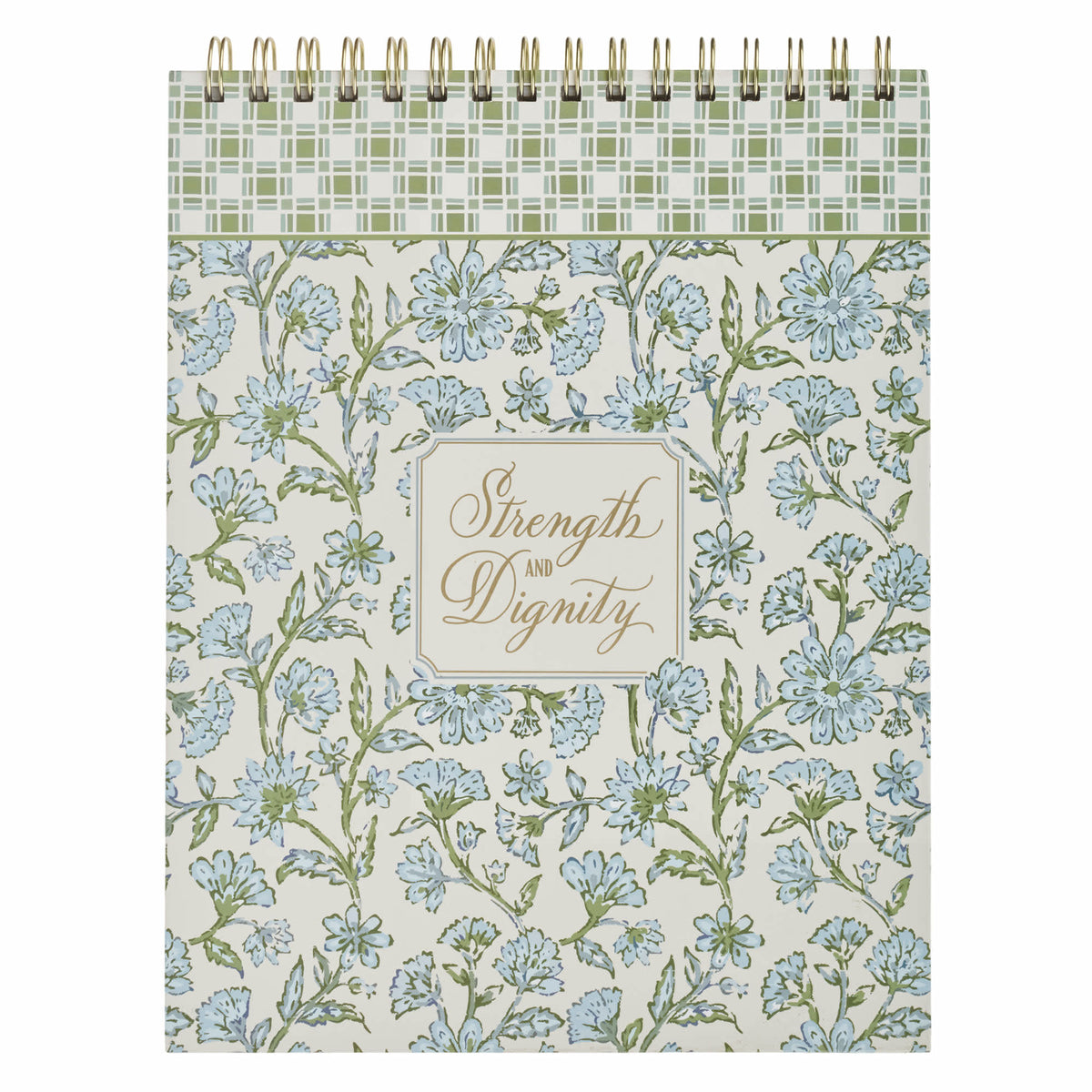 Notepad: Blue Floral Strength And Dignity Prov. 31:25