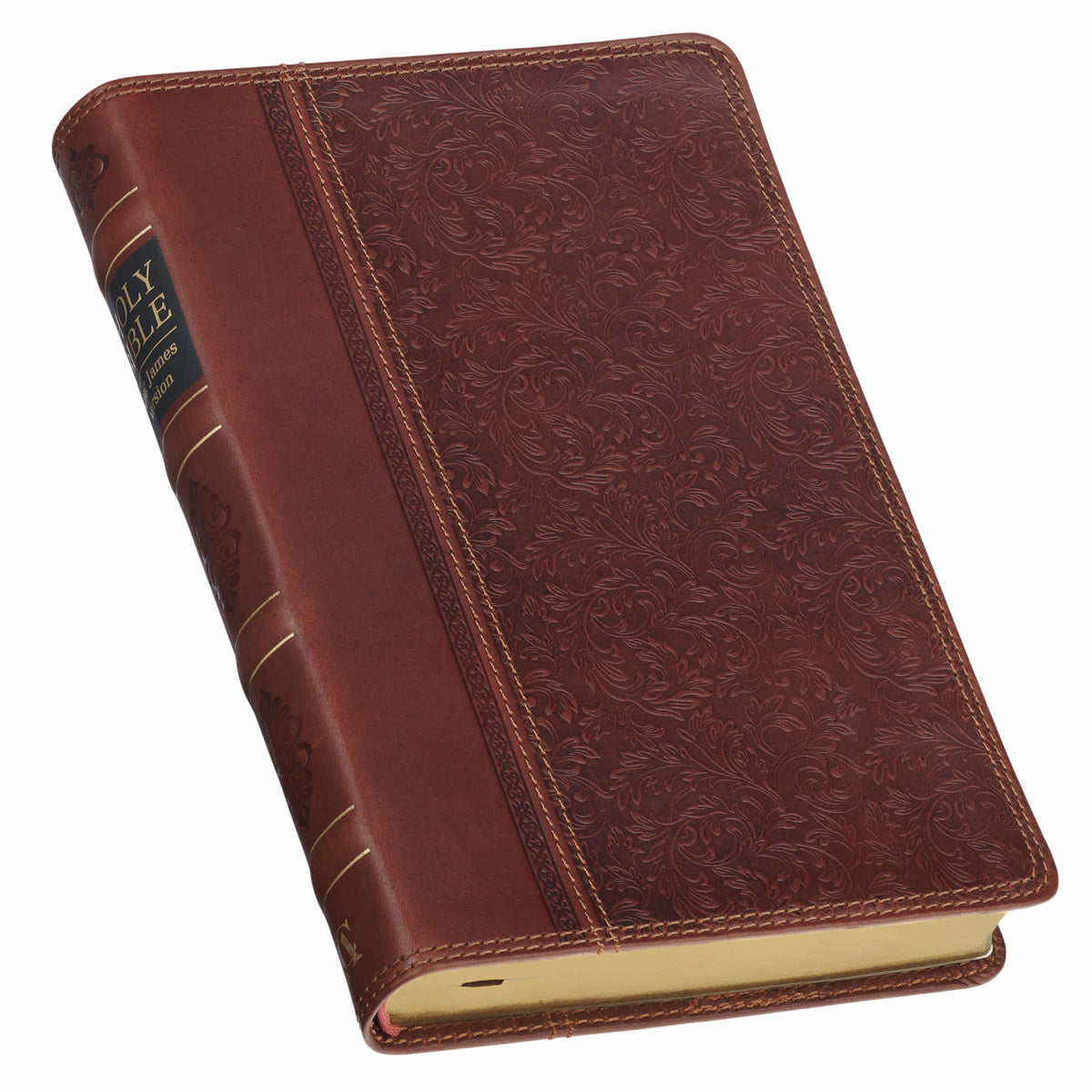 KJV Bible Deluxe Gift Leather Brown Floral